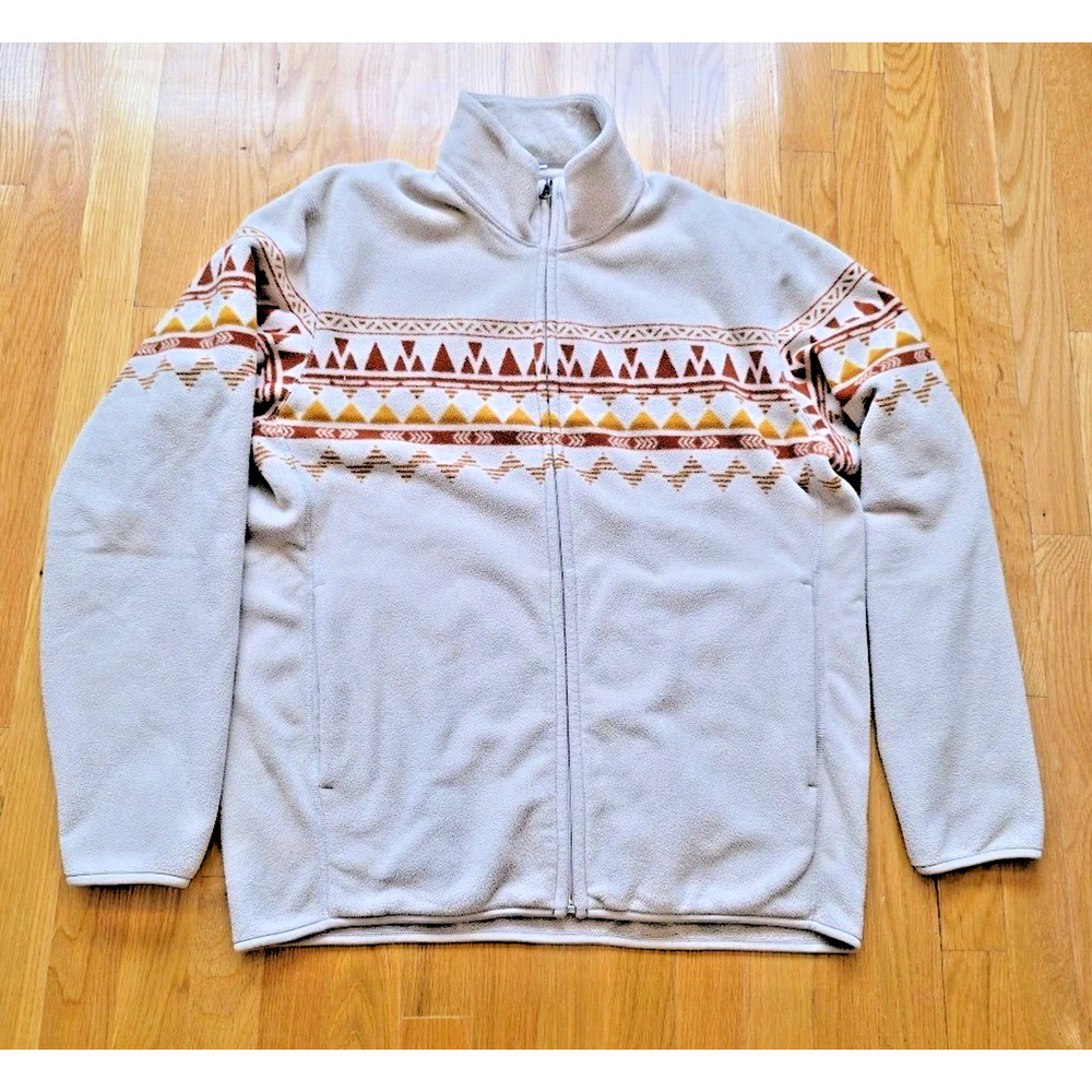 Uniqlo Fleece Jacket XL Aztec Tribal Full Zip Casual Outdoor Western Pockets